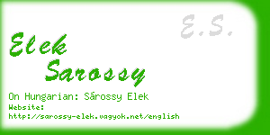 elek sarossy business card